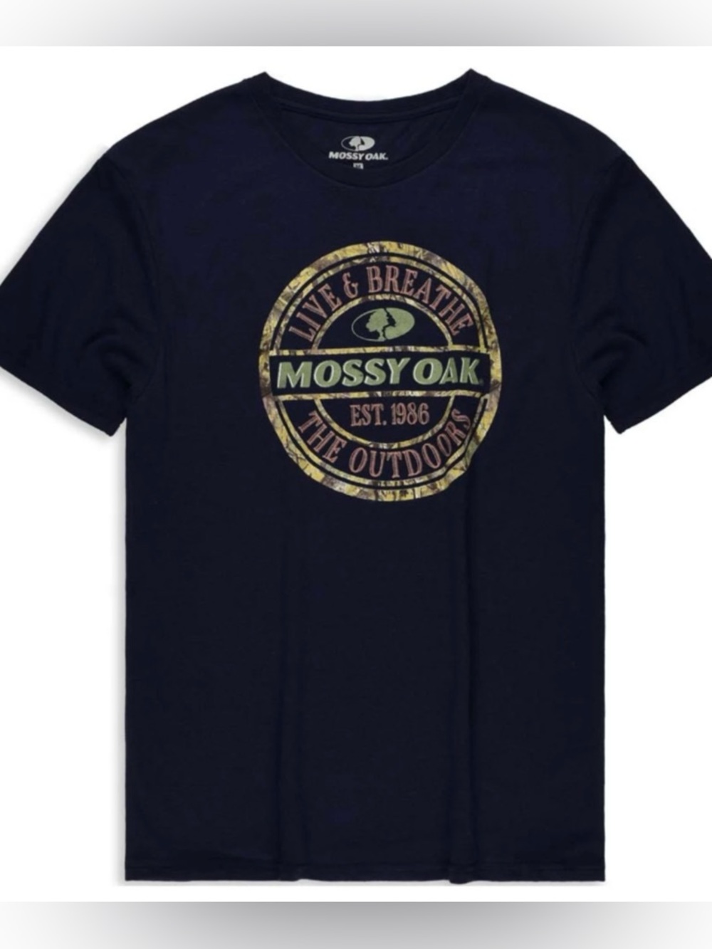 Mossy Oak Navy Logo Mens Graphic Short Sleeve Tee